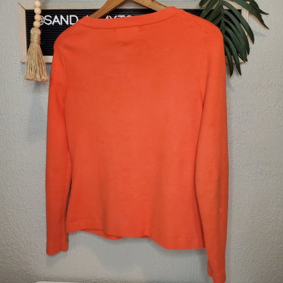 Banana Republic I ORANGE Sweater Cardigan w/Pockets and Gold Buttons Sz S - Picture 5 of 13